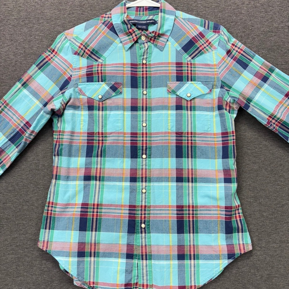 Ralph Lauren Multicolor Plaid Button-Down Shirt - Teal Dominant - Picture 6 of 11